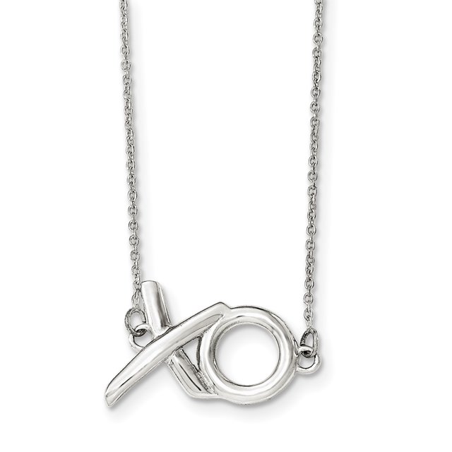Collier Extension 925 en Argent Sterling Poli 'XO' avec 16 Pouces