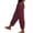 Wine, variant on LOVZFMLL Women's Pants, Summer Fashion Solid Casual Elastic Waist Long Wide Leg Pants White, 2XL