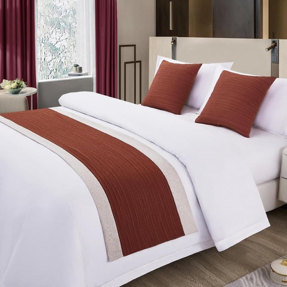SXLXYOF Wedding Room Bed Tail Towel Hotel Bed Runner Scarves King Size No Fading Microfiber Bedding Scarf Soft Elegant Bedspread Coverlets Slipcover,B-1*Pillowcase