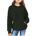 thumbnail image 1 of FAOWME Child Solid Color Hooded Silk Checked Tops Coat Army Green 5-6 Years, 1 of 4