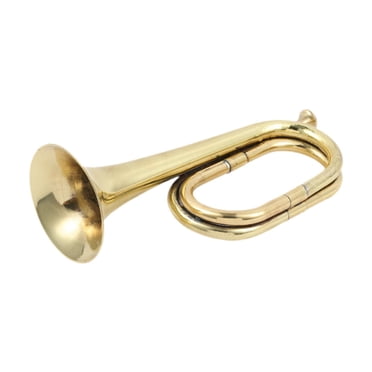 Bunblic Trompette de Cavalerie Instrument à Vent Occidental Instrument de Musique Clairon en Laiton Clairon Soufflant pour Fanfare Débutant Cavalerie Enfants Or