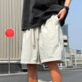 thumbnail image 2 of ohmzyzo Summer Beach Shorts for Men Drawstring Elastic Waist Solid Color Shorts Casual Lightweight Gym Workout Shorts, 2 of 7
