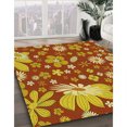 thumbnail image 3 of Ahgly Tapis Rond Lavable en Machine Intérieur Transitionnel Jaune, 3 Pieds Rond, 3 of 7