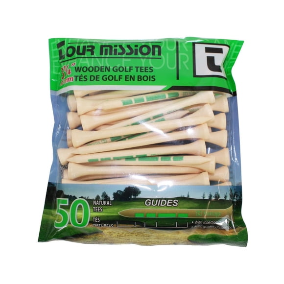 3 1/4" (82mm) Tés De Golf En Bois Naturel, paquet De 50 par Tour Mission