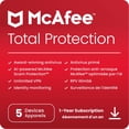 thumbnail image 1 of McAfee Appareil Total Protection 5 (Windows/Mac/Android/iOS) - Abonnement d'Un An [Code Numérique], 1 of 7