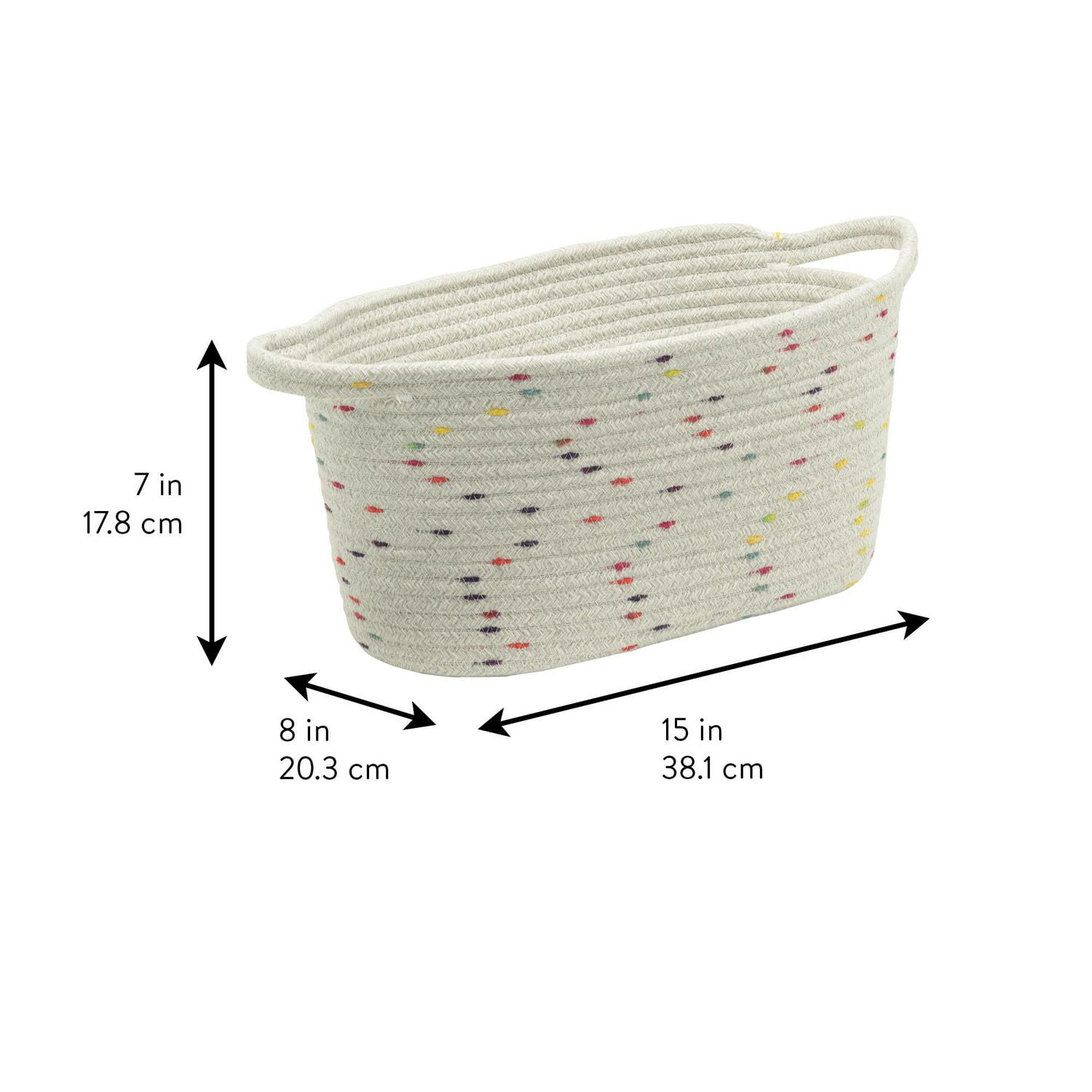 Zenna Home Cotton Rope Storage Basket, Light Grey