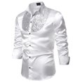 thumbnail image 3 of MesaSe T-Shirt à Col à Revers pour Hommes, Mode Décontractée, Simple, en Coton et Lin, à Petits Motifs, Chemise à Manches Longues, 3 of 3