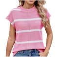 thumbnail image 3 of Sentmoon Chandail Sans Manches à Col Rond, Tricoté, Chandails pour Femmes, Surdimensionné, à Rayures, Ample, Respirant, Mode d'Automne pour Femmes 2025, Tendance, Hiver, pour les Matins d'Hiver Frisquets S, 3 of 8