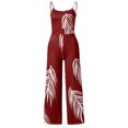 thumbnail image 5 of B91xZ Combinaison Large pour Femmes Bretelles Spaghetti Réglables Salopettes Longues Pantalon Harem avec Poches, Rouge S, 5 of 5