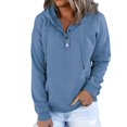 thumbnail image 1 of MesaSe Sweat à Capuche pour Femmes Manches Longues 1/4 Bouton Pull Violet, 1 of 3