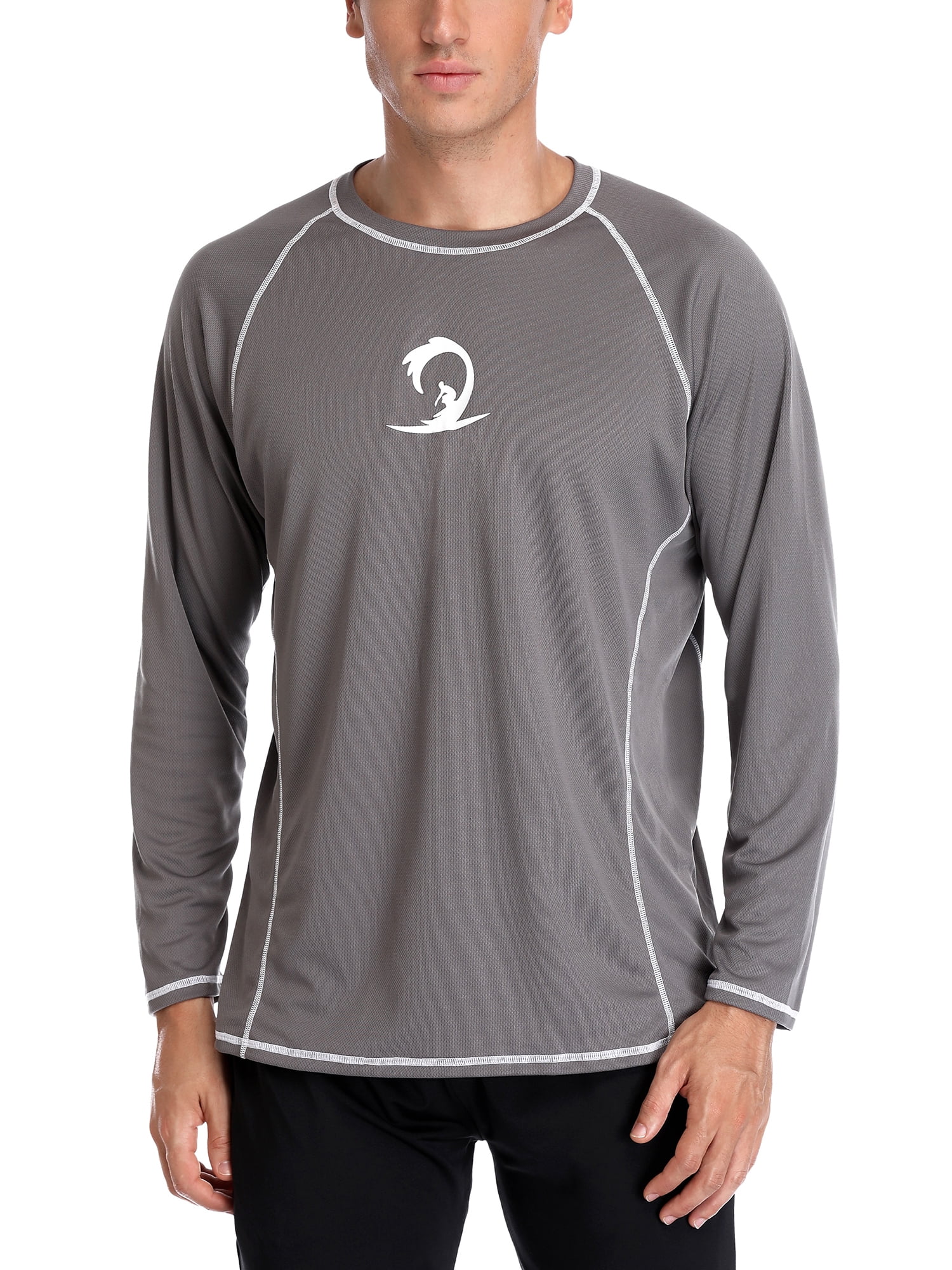 BeautyIn T-Shirt à Manches Longues pour Hommes Protection UV Séchage Rapide Tee de Natation Course Entraînement