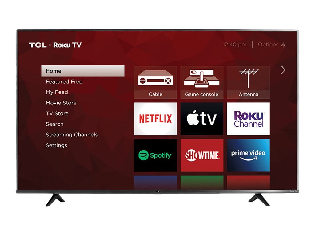 TCL 55S435 - 55" Diagonal Class (54.6" viewable) - 4 Series LED-backlit LCD TV - Smart TV - Roku TV - 4K UHD (2160p) 3840 x 2160 - HDR