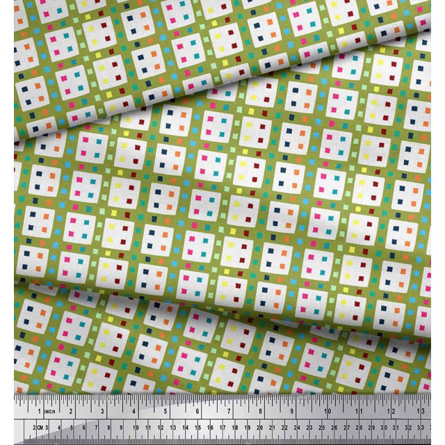 Soimoi Cotton Voile Fabric Geometric Check Fabric Prints by Yard 56 Inch Wide