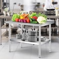 thumbnail image 1 of BeesClover 24*48/60*24 Inches Stainless Steel Table for Prep & Work, NSF Metal Commercial Heavy Duty Table with Adjustable Under Shelf and Foot,Backsplash for Restaurant, 1 of 7