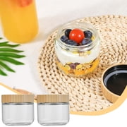 ZZkhGO Storage Jar, Glass Food Container, Sealed Wooden Lid Storage Jar for Grains Oatmeal Dried Fruit