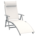 thumbnail image 1 of CoSoTower Chaise Longue Inclinable Pliante Robuste et Réglable pour l'Extérieur, Chaise Longue de Patio, Jardin, Plage, à Gravité avec Oreiller, 7 Positions de Dossier Réglables, Crème, 1 of 7