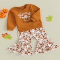 thumbnail image 3 of Ensemble d'Halloween à la Mode pour Filles, Chandail à Imprimé Citrouille et Pantalon Évasé, 3 of 8