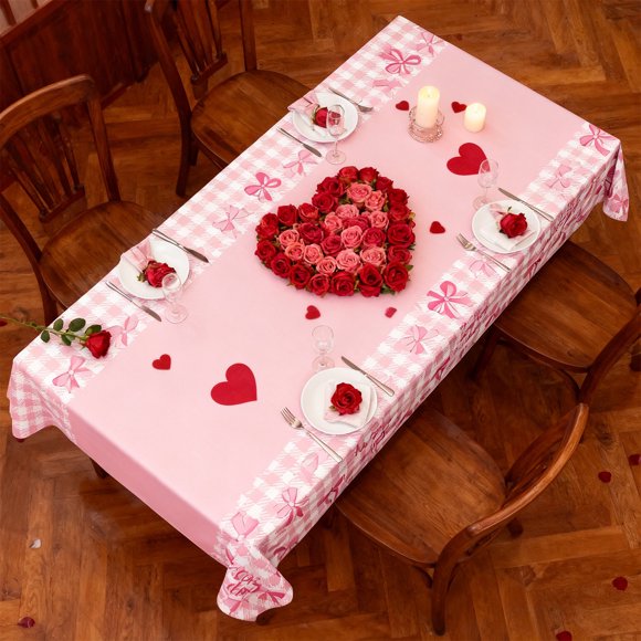Aqestyerly Valentine'S Day Party Tableware Set Paper Cups Plates Napkins with Bow Decorations