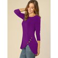 thumbnail image 2 of INSPIRE CHIC Tunique Décontractée pour Femme à Manches 3/4, Ourlet Asymétrique, Violet, TG, 2 of 6
