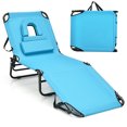 thumbnail image 1 of Costway Chaise Longue de Plage avec Ouverture pour le Visage, Coussins et Dossier Réglable à 4 Positions Turquoise, 1 of 1