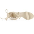 thumbnail image 4 of BLISSFUL STEP Women's Open Toe Lace Up Mid Chunky Heeled Sandals, 4 of 7