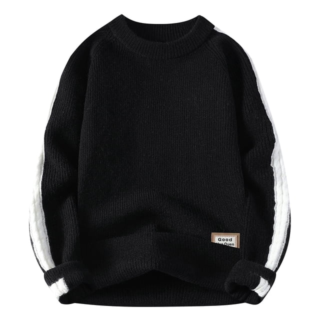 Pisexur Mens Sweater Casual Fashion Solid Color Knit Sweater Chunky Ribbed Long Sleeve Pullover Sweaters Winter Warm Crewneck Sweaters