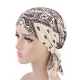 thumbnail image 2 of CEHVOM Women Ruffle Cancer Chemo Hat Beanie Scarf Turban Head Wrap Cap WH, 2 of 2