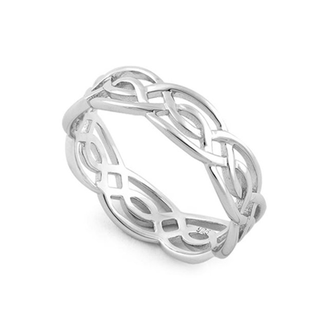 925 Sterling Silver Oxidized Platinum Plated Infinity Celtic Women Ring