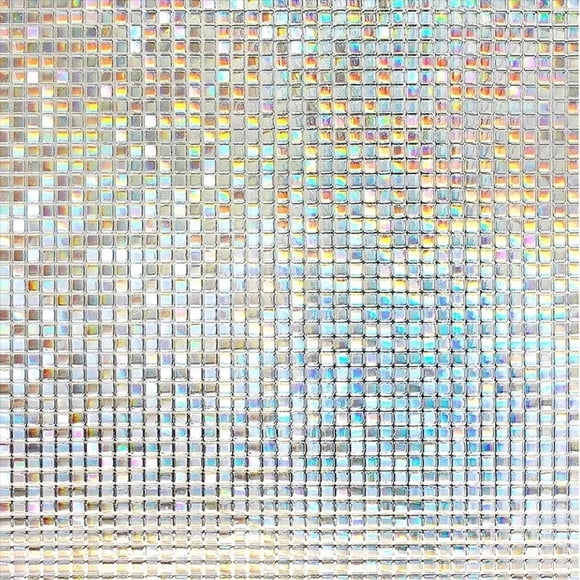 Bamboohart 3D Stained Glass Window Film Anti Look Frosted Vinyl Privacy Stickers Static Cling Adhesive Shower Windows Rainbow Decoration