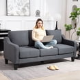 thumbnail image 2 of HOMCOM 3 Seater Sofa, Linen Fabric Couch with Pocket Spring, Charcoal Grey, 2 of 10