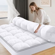 Mattress Topper, Extra Thick, Plush Quilted Pad With 8-21 Inch Deep Pockets, Overfilled With Breathable Polyester, Mattress Protector- Machine Washable, Mattress Topper Clearance