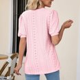 thumbnail image 4 of RKSTN Womens Tops Fashion Mesh Breathable Short Sleeve V-Neck Blouse Tops Comfortable Temperament Solid Color Tops, 4 of 4