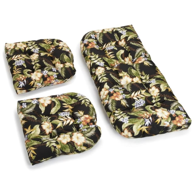 U-Shaped Spun Polyester Tufted Settee Cushion Set (Set of 3)