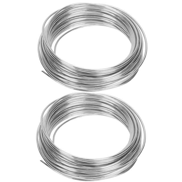 2pcs Wire DIY Metal Wire Useful Craft Making Wire Durable Dolls Skeleton Making Wire Portable Sculpture Tools, featuring two coils of silver craft wire with a 1mm diameter and 10m length, ideal for DIY projects such as doll skeletons, sculptures, and model making.