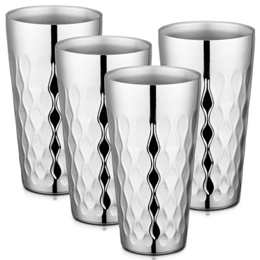 Stainless Steel Cups 19 oz, 4 Pack Large 18.6oz 550ml Stainless Steel Drinking Cups Tumbler Stackable Double Wall Insulated Individual Metal Pint Tin for Home Party Camping