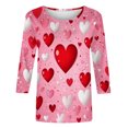 thumbnail image 5 of Amzcrzy Valentines Day T-Shirt pour Femmes Mode Cœur d'Amour Graphique T-Shirts de la Saint-Valentin Décontractés Manches 3/4 Col Rond T-Shirts Hauts Cadeaux Valentines Day pour Femmes, 5 of 5