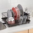 thumbnail image 4 of mDesign Large Metal Kitchen Countertop, Sink Dish Drying Rack - Removable Plastic Cutlery Tray, Drainboard with Adjustable Swivel Spout - 3 Pieces - B, 4 of 6