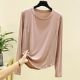 thumbnail image 2 of Haut de Pyjama en Modal pour Femmes 2025 Été T-Shirts à Col Rond Chandails à Manches Longues Coupe Décontractée Vêtement de Nuit Confort Tenue d'Intérieur Ultra Doux Chemise de Nuit Texturée, 2 of 4