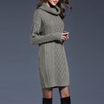 thumbnail image 4 of Womens Solid Color High Collar Casual Knit Sweater Dress, 4 of 6
