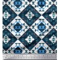 thumbnail image 1 of Soimoi White Velvet Fabric Check & Geometric Print Fabric by Yard 58 Inch Wide, 1 of 5
