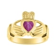 thumbnail image 1 of RYLOS Rings Gold Plated Silver Claddah Love, Loyalty & Friendship Heart 6MM Gem Irish Wedding Band Claddagh Rings Star Ruby Jewelry Size 13, 1 of 6