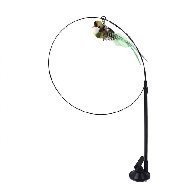 TopLLC Suction Cup Teaser Adsorption Handheld Wire Single Head Double Head Feather Replacement Head Set Pet Toys