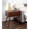 thumbnail image 2 of Kate and Laurel Finco Midcentury Modern Style Side Table with 2 Drawers, Walnut Brown Finish with Brass Hardware, 2 of 2