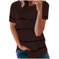 thumbnail image 2 of pxiakgy T-Shirts pour Femmes Mode t-shirt Ample à Manches Courtes Col Rond Imprimé Rayé Hauts T-Shirts Femmes Café + 5TG, 2 of 3