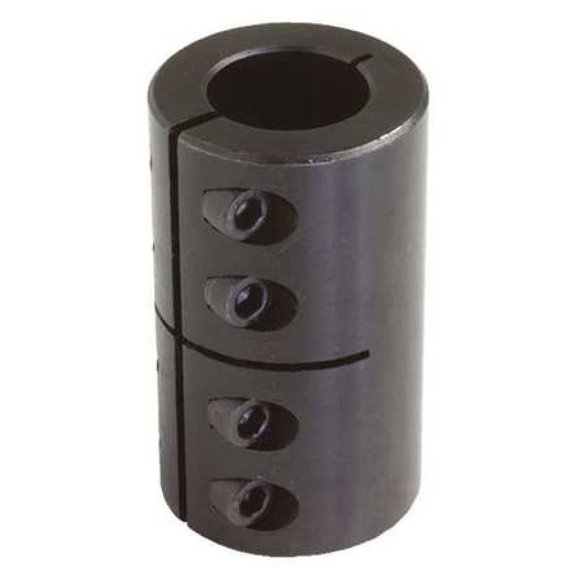 Climax Part ISCC-037-037 Mild Steel, Black Oxide Plating Clamping Coupling, 3/8 inch X 3/8 inch bore, 7/8 inch OD, 1 3/8 inch Length, 6-32 x 3/8 Clamp Screw
