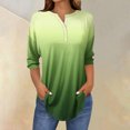 thumbnail image 2 of SwiftWear T-Shirts pour Femmes Mode Tendance Col Rond Manches Mi-Longues T-Shirt Couleur Dégradée Décontracté Ample Hauts Basiques, 2 of 5