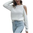 thumbnail image 2 of Qertyioot Chandail pour le Printemps 2024 Mode Femmes Décontracté Uni Col Rond Manche Ample Blouse Hauts, 2 of 7