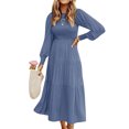 thumbnail image 1 of LUXUR Robes Maxi à Manches Longues pour Femmes Décontractées Robe de Soirée Ligne A Bleu Denim S, 1 of 3