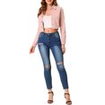 thumbnail image 2 of INSPIRE CHIC Veste en Jean pour Femme, Effilochée, Boutonnée, Lavée, Courte, m Rose, 2 of 6