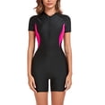 thumbnail image 4 of RKSTN One Piece Swimsuit Women New Fashion Rash Guard Long Sleeve UV UPF 50+ Sun Protection Swimsuit Front Zipper Printed Patchwork Bathing Suit, 4 of 5